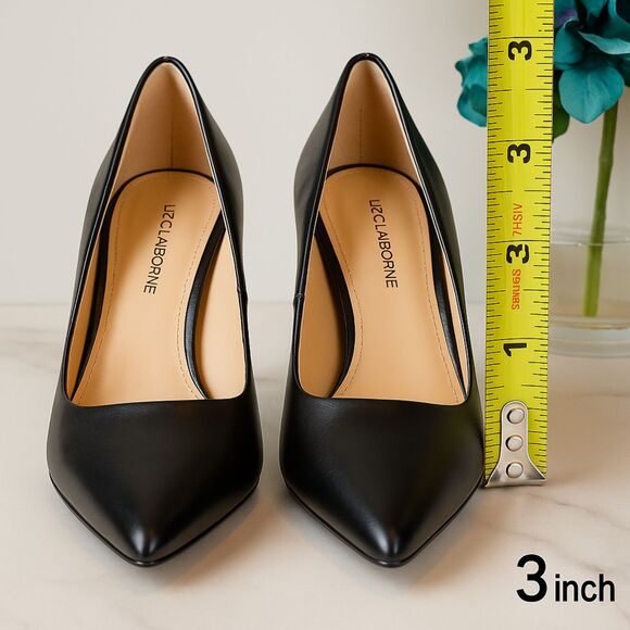 Women’s Black Heels 3” Kitten Pointed Toe Elegant Dress Shoes Size 7.5 - Picture 4 of 10